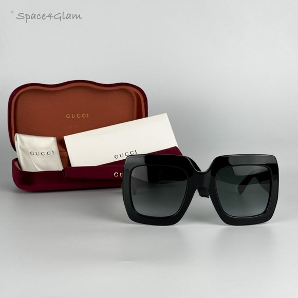 NEW Gucci GG0053SN 001 Black Gray Oversized Square Gradient Sunglasses - Picture 6 of 12